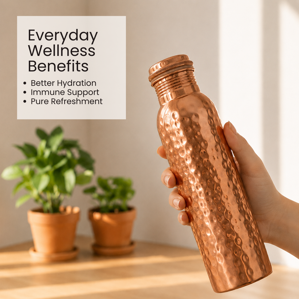 Hammered Pure Copper Water Bottle 950 ml