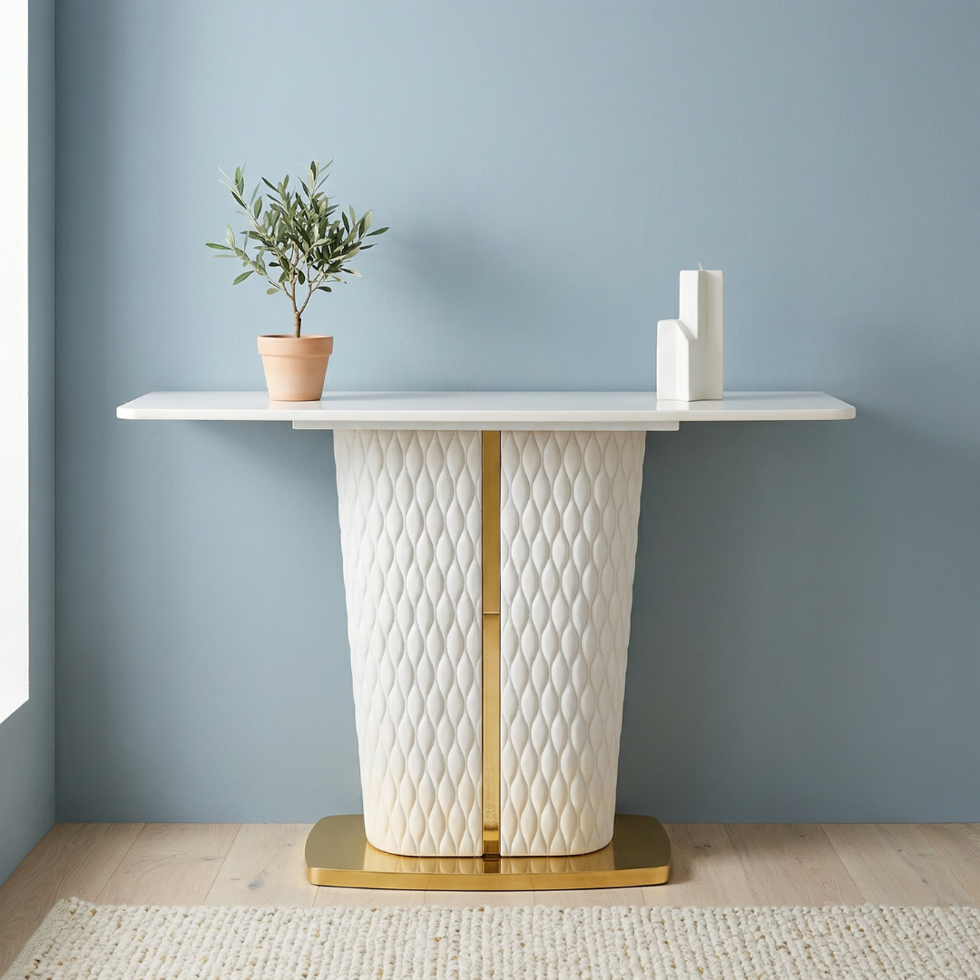 Ivory Crest Console Table
