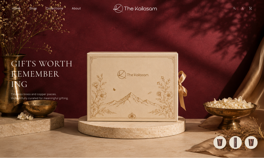 The Kailasam keepsake gift box with satin ribbon