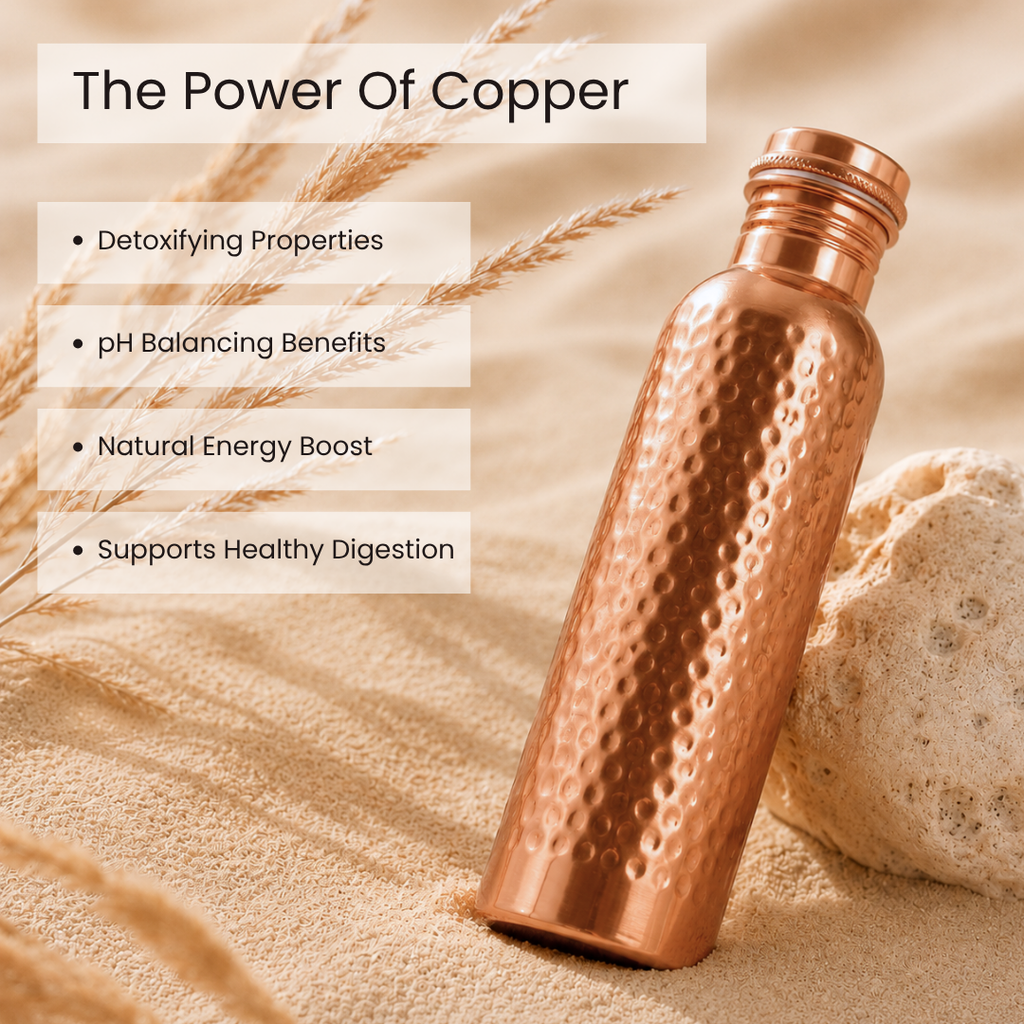 Hammered Pure Copper Water Bottle 950 ml