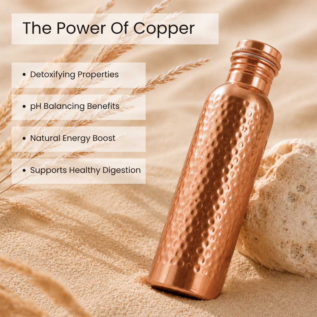 Hammered Pure Copper Water Bottle 950 ml
