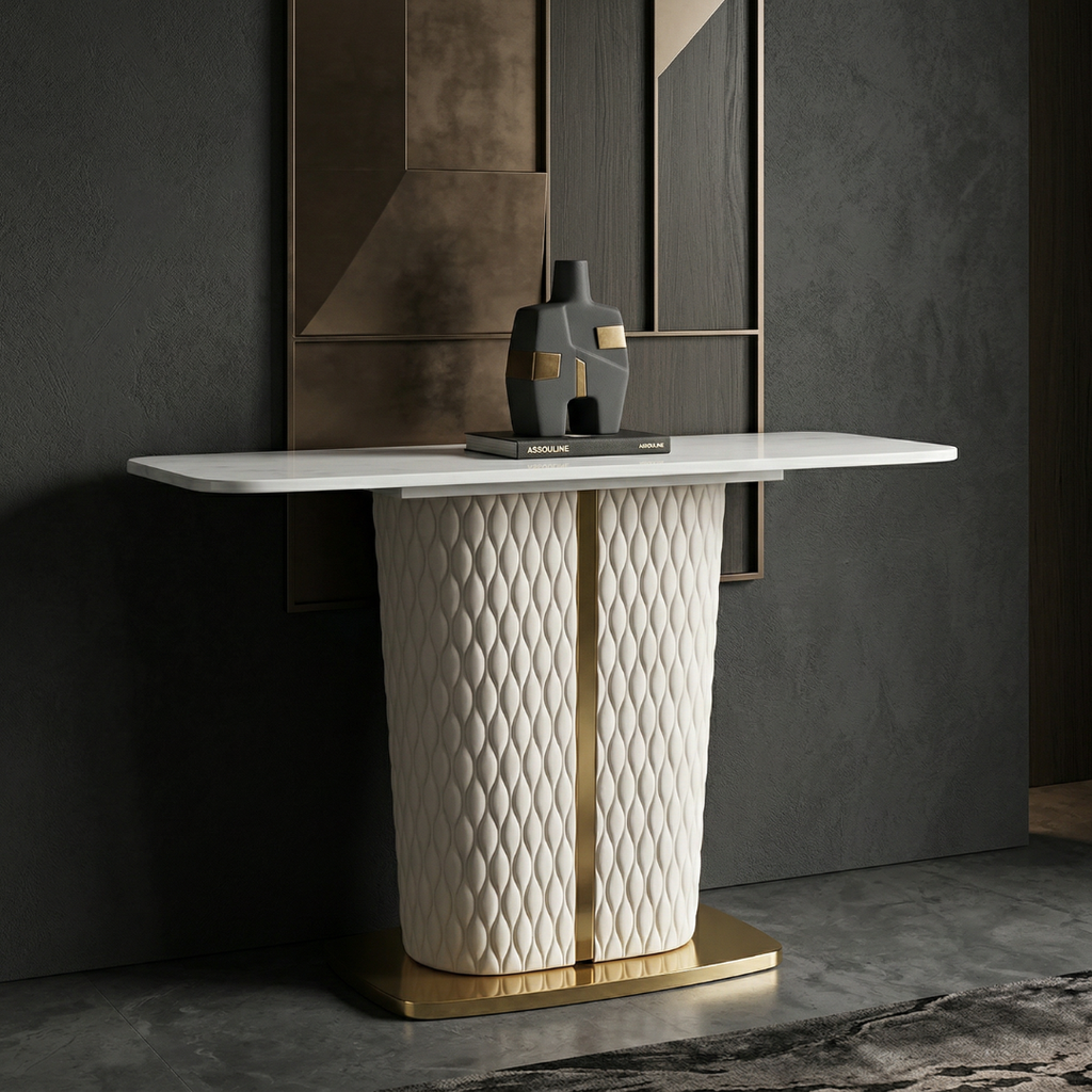 Ivory Crest Console Table