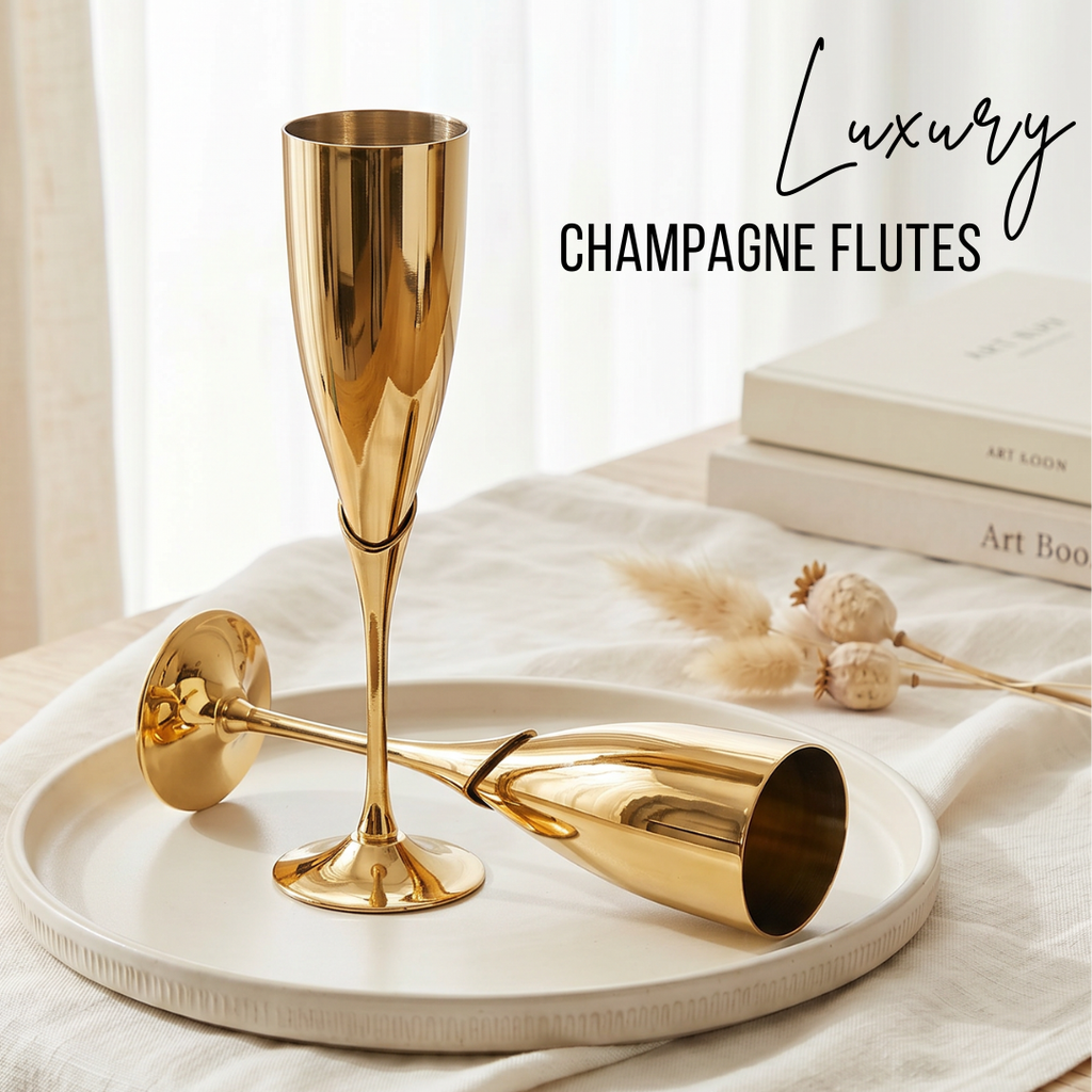 Pure Brass Champagne Flutes Set
