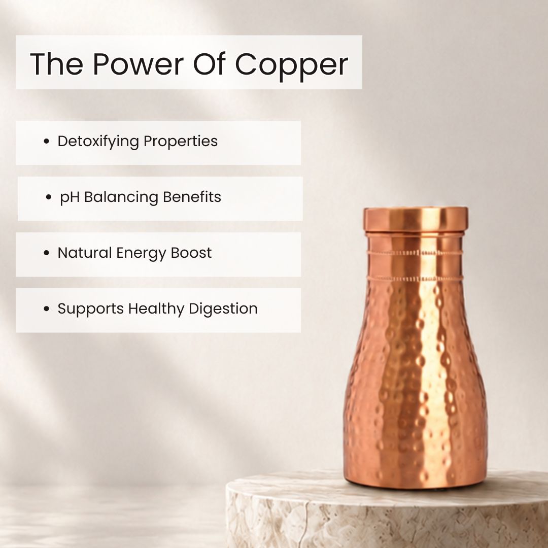 Bedside Pure Copper Water Pot 950 ml