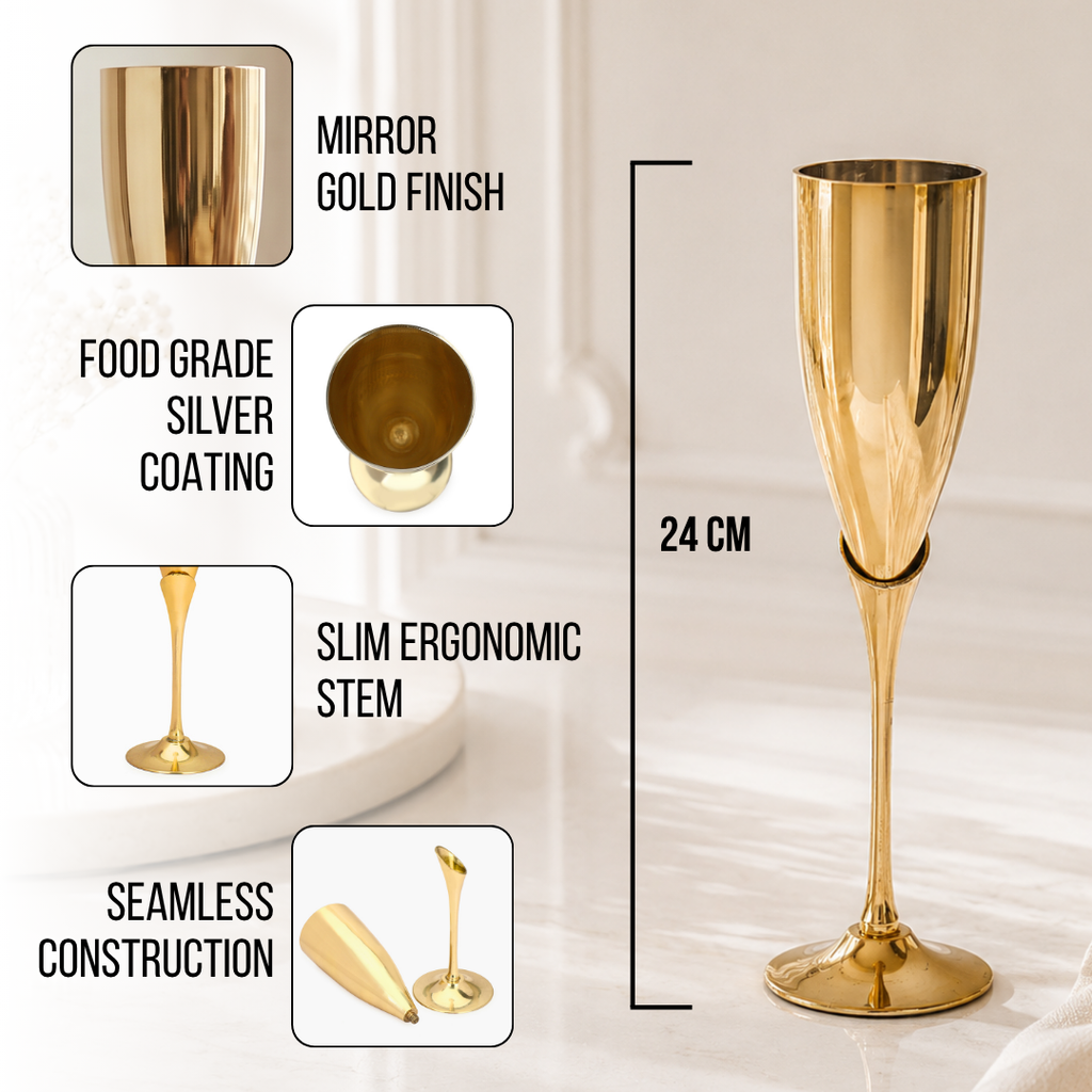 Pure Brass Champagne Flutes Set