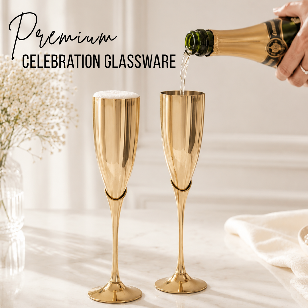 Pure Brass Champagne Flutes Set
