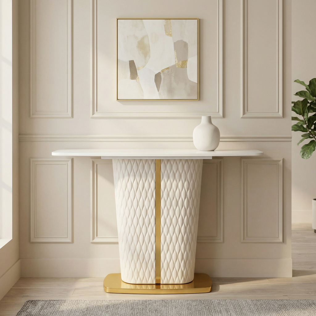 Ivory Crest Console Table