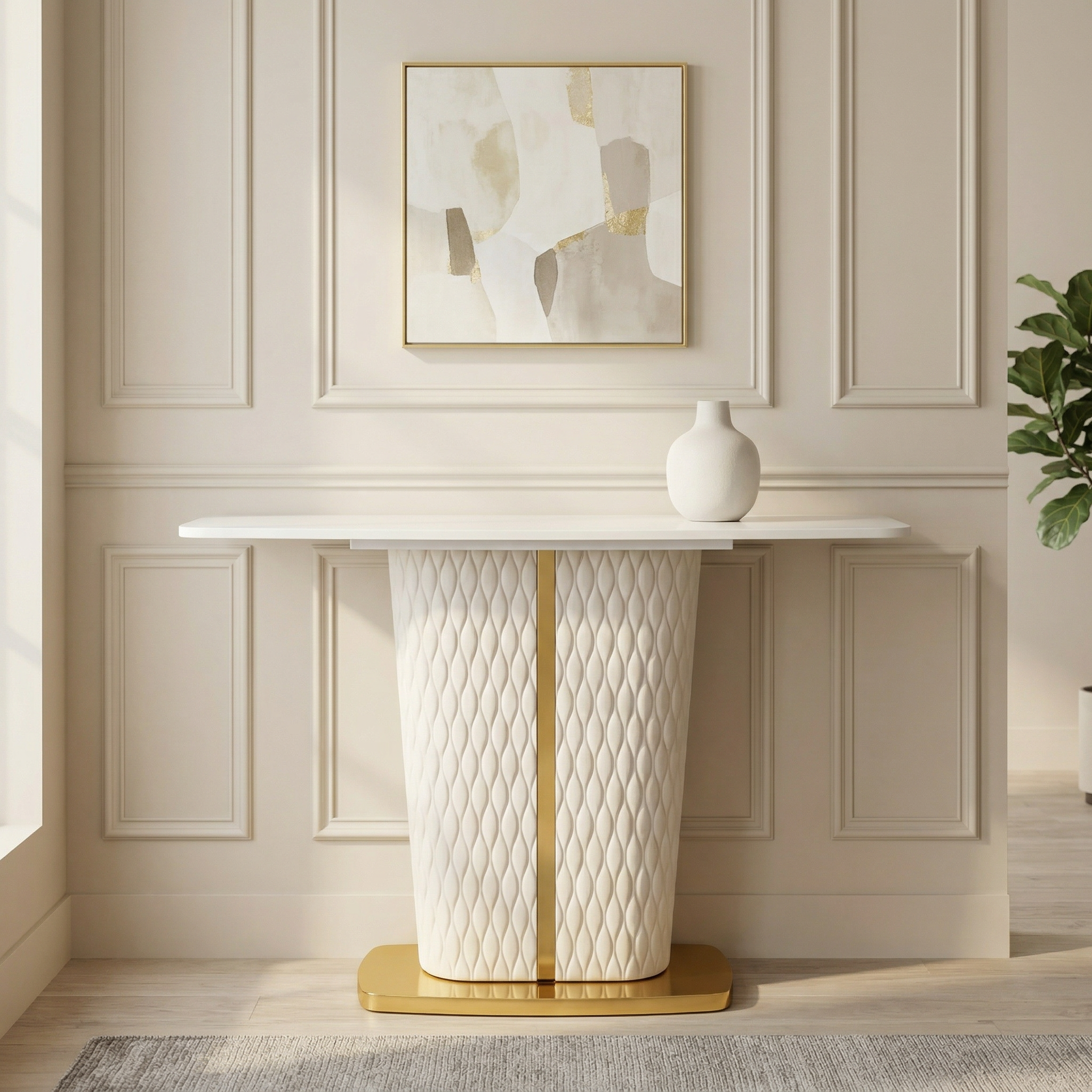 Ivory Crest Console Table