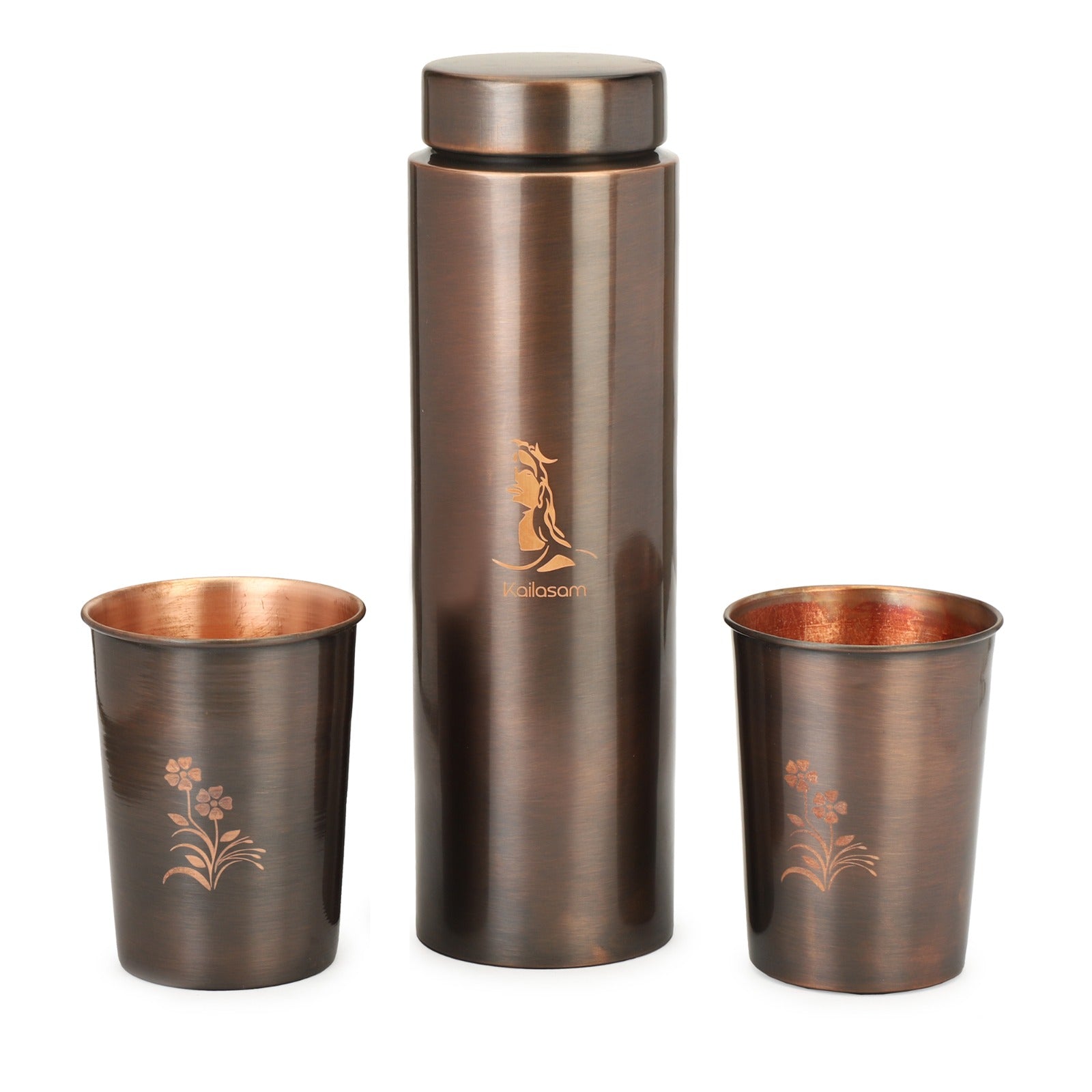 The Kailasam Adiyogi Pure Copper Drinkware Set