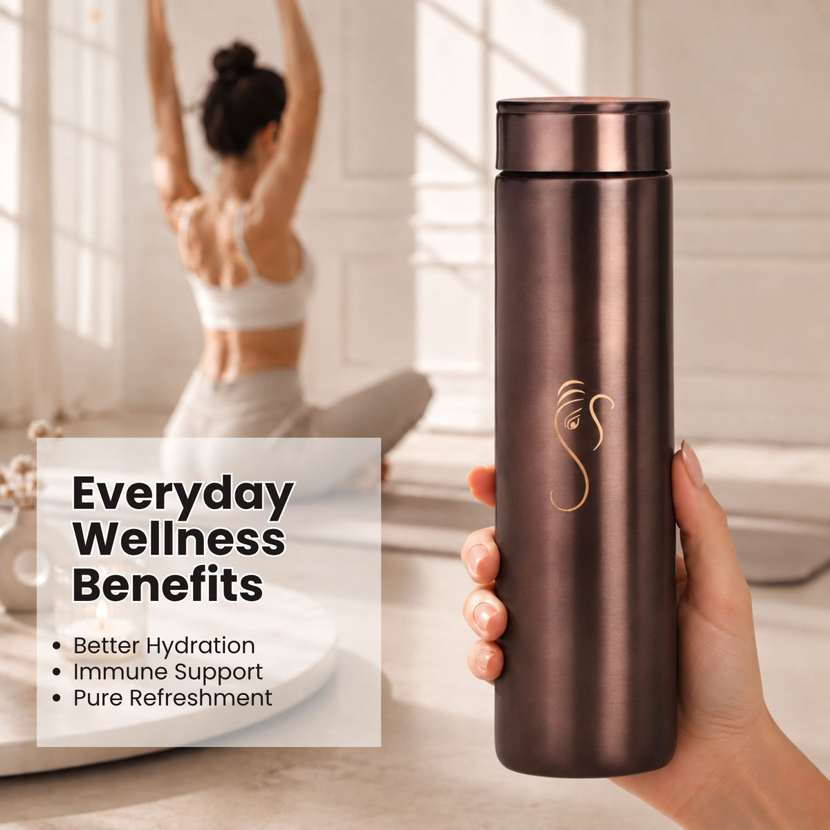 Ananta Aura Pure Copper Water Bottle 1L