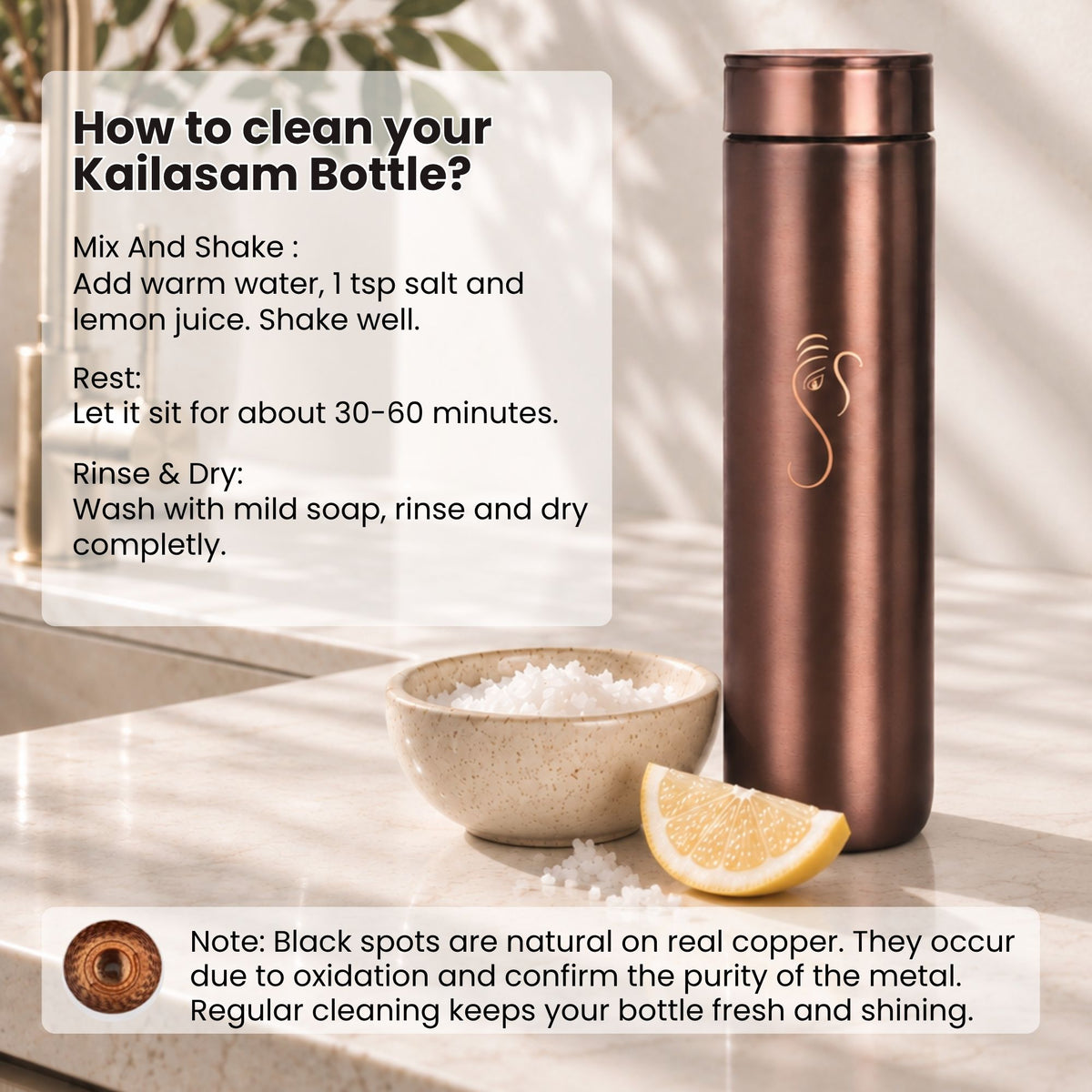 Ananta Aura Pure Copper Water Bottle 1L