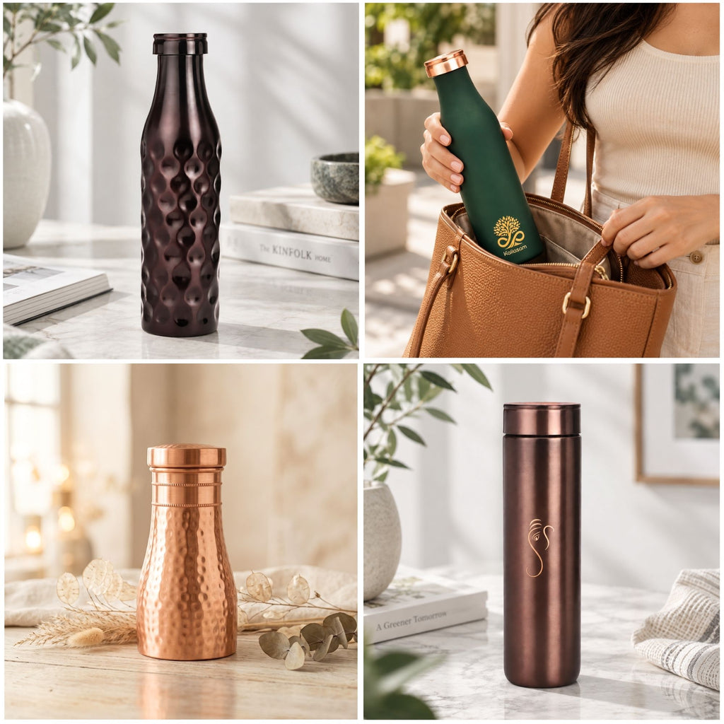 Antique Diamond Pure Copper Water Bottle 950ml