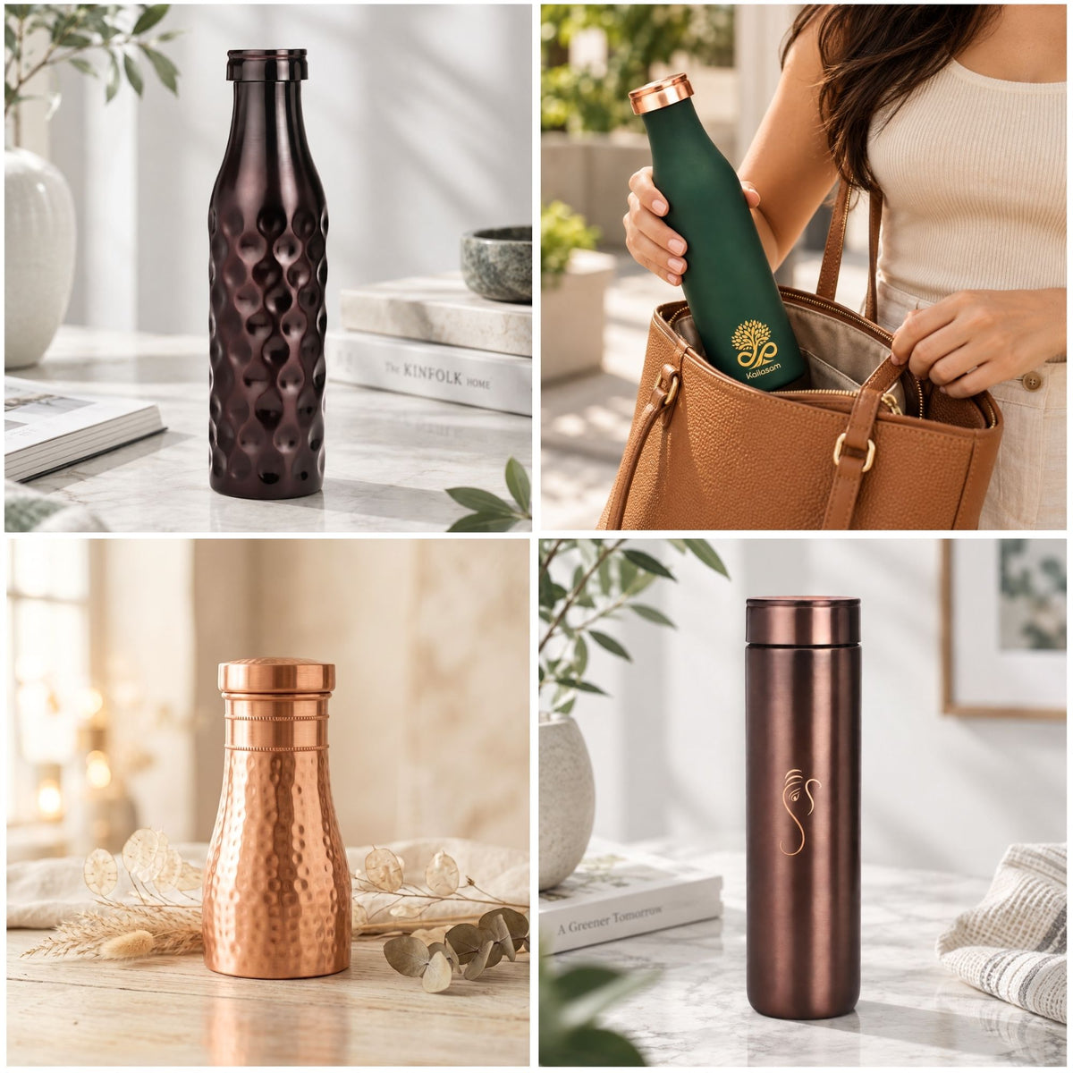 Antique Diamond Pure Copper Water Bottle 950ml