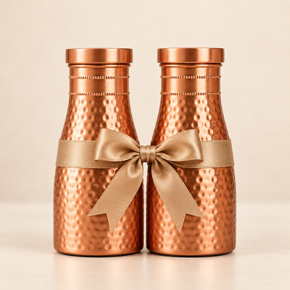 Bedside Pure Copper Water Bottle Set of 2, 950ml Each