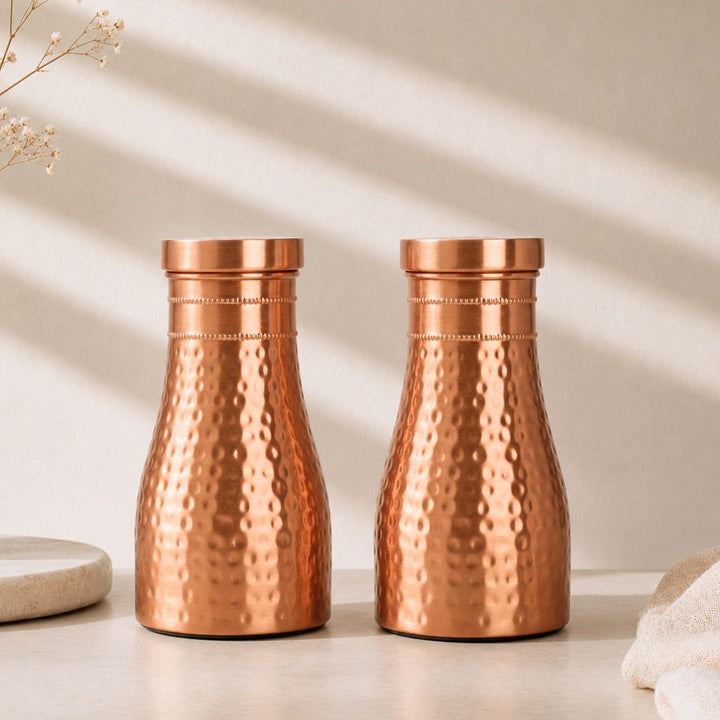 Bedside Pure Copper Water Bottle Set of 2, 950ml Each