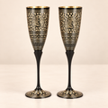 Black & Gold Meena Handcrafted Brass Wine Glasses Set of 2
