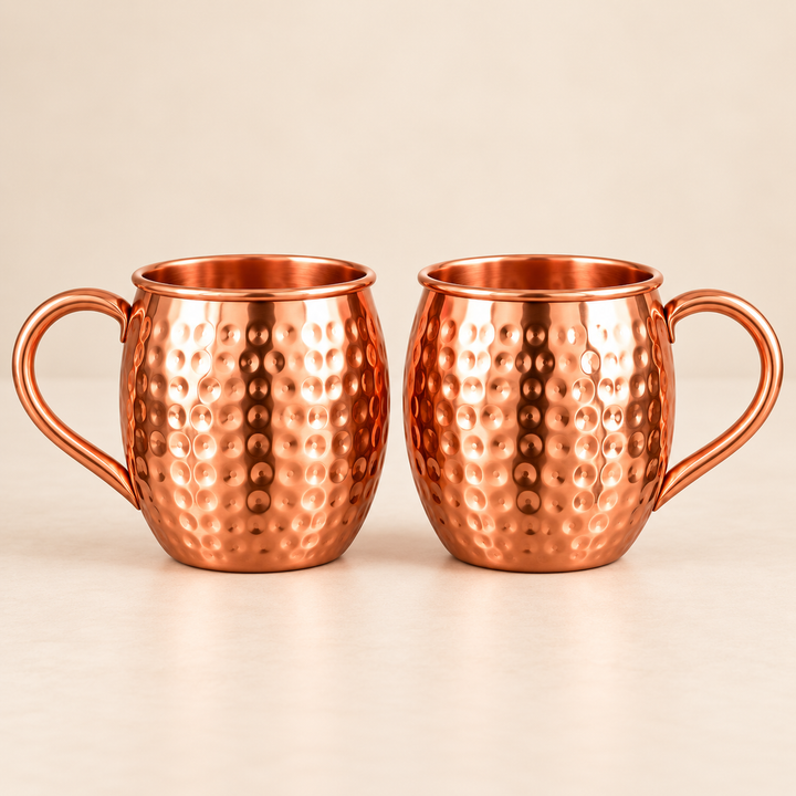 Hammered Copper Mug Set of 2, 450ml Each
