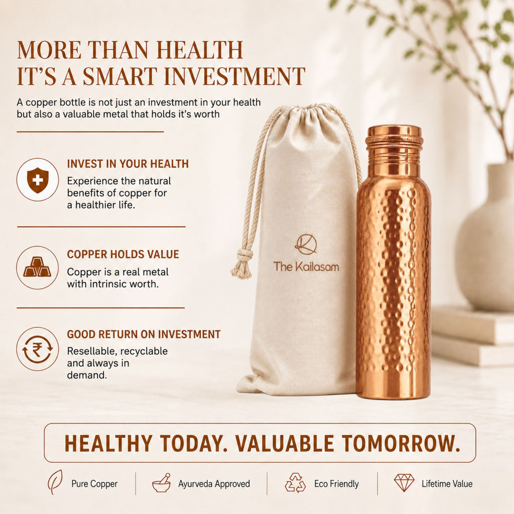 Hammered Pure Copper Water Bottle 950ml