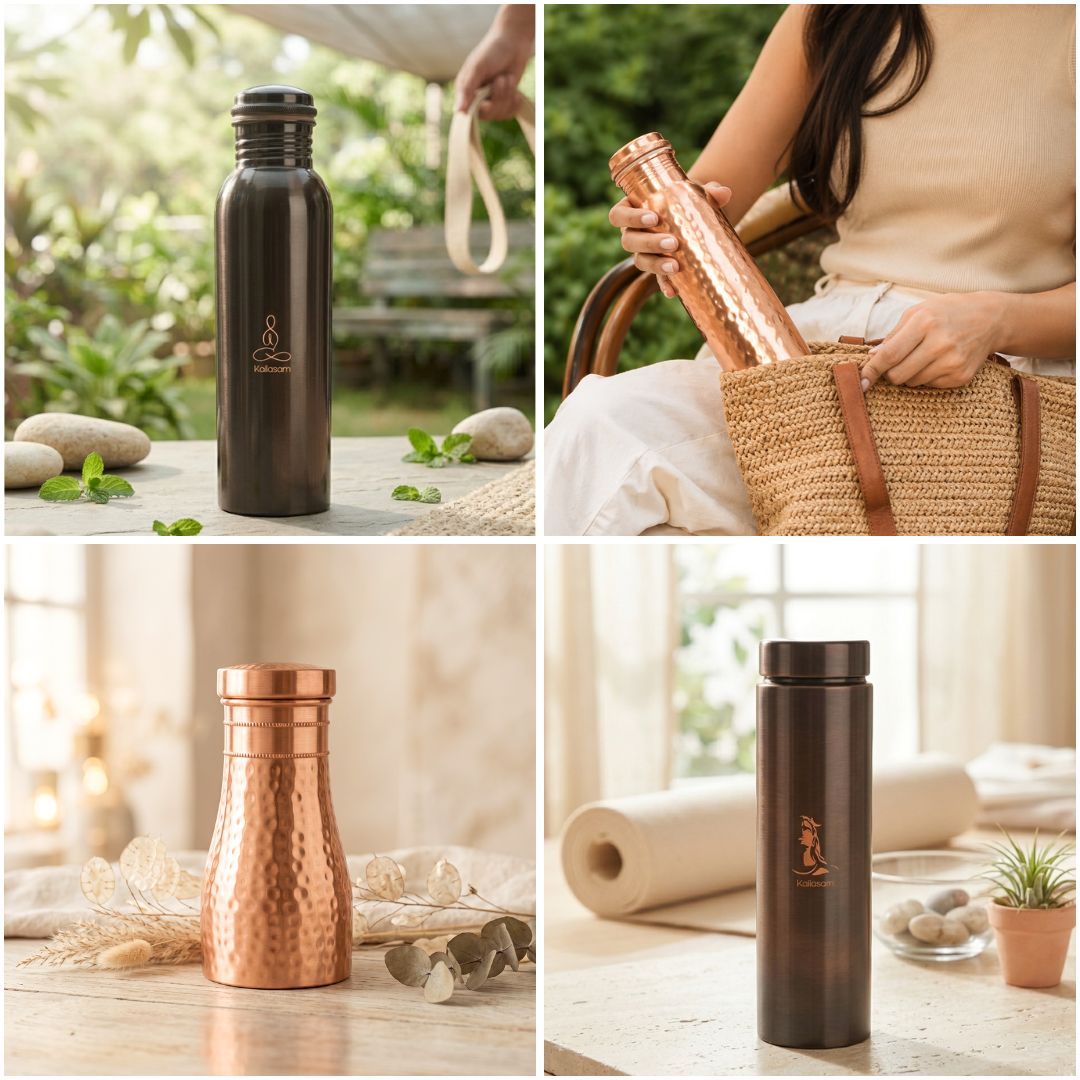Hammered Pure Copper Water Bottle 950ml