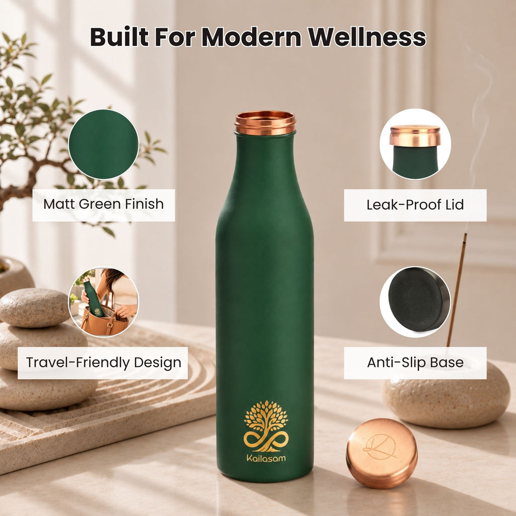 Infinity Green Pure Copper Water Bottle 950ml