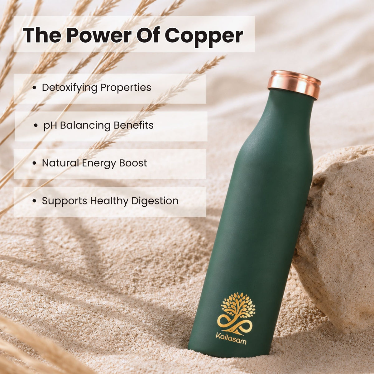 Infinity Green Pure Copper Water Bottle 950ml