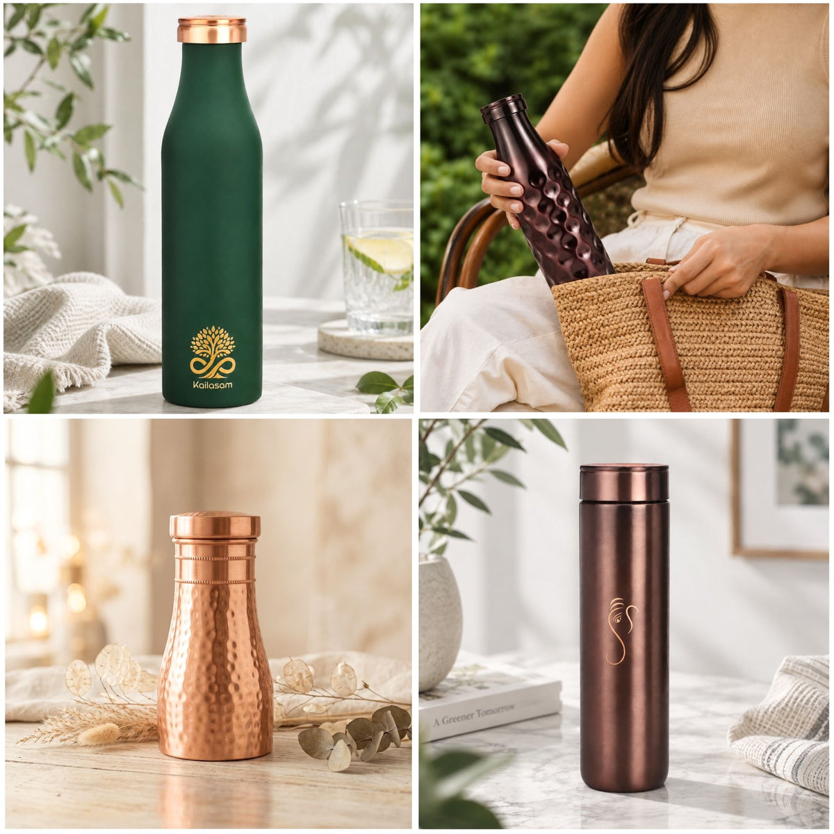 Infinity Green Pure Copper Water Bottle 950ml