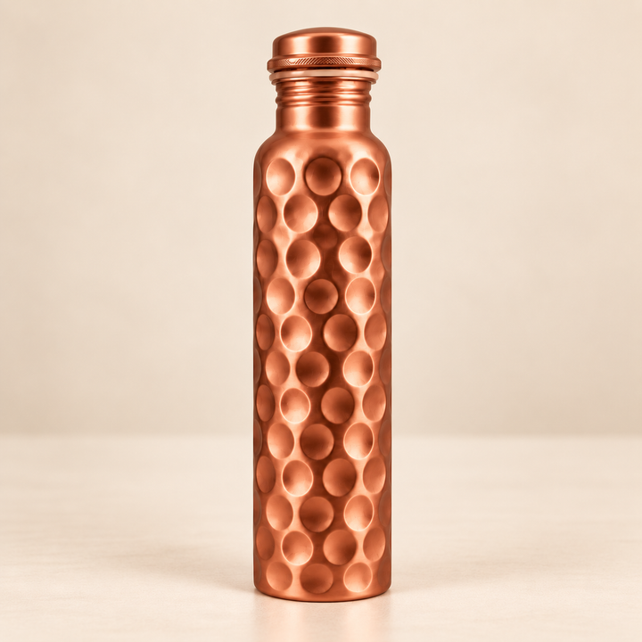 Matt Gold Diamond Pure Copper Water Bottle 950ml