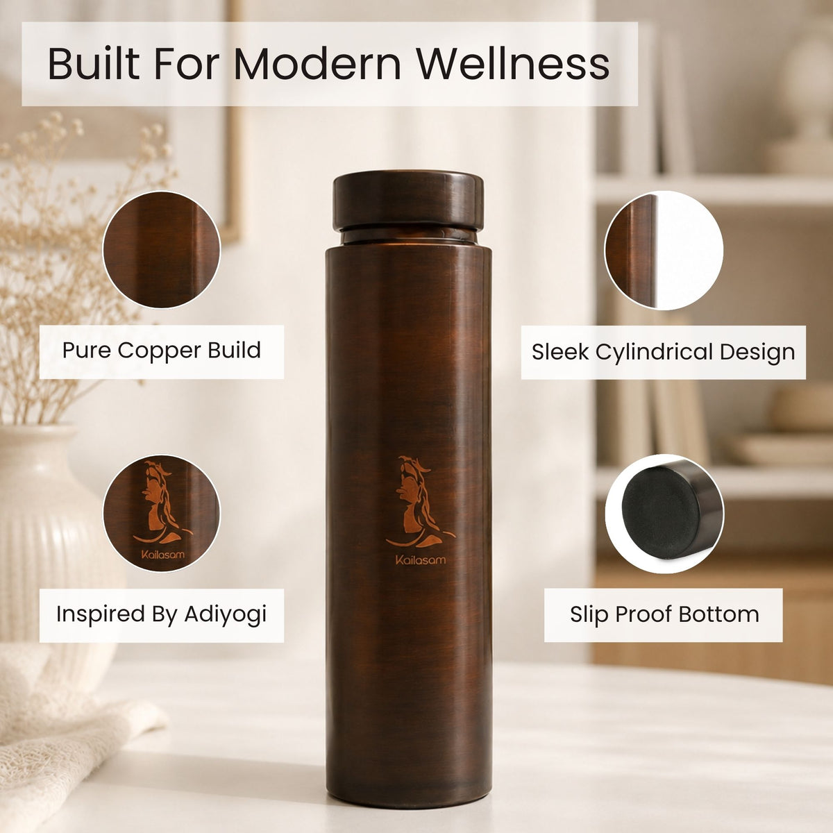 Mystic Shiva Pure Copper Water Bottle 850ml