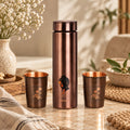 Nirvana Pure Copper Bottle With Glasses Gift Set