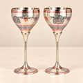 Peacock Meena Work Handcrafted Brass Goblets Set of 2