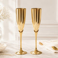Plain Gold Handcrafted Brass Wine Glasses Set of 2