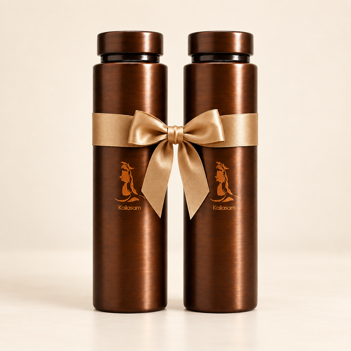 Shiva Pure Copper Water Bottle Set of 2, 850ml Each